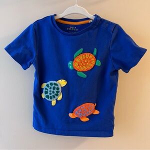 Baby Boden Blue Tee with Colorful Turtles